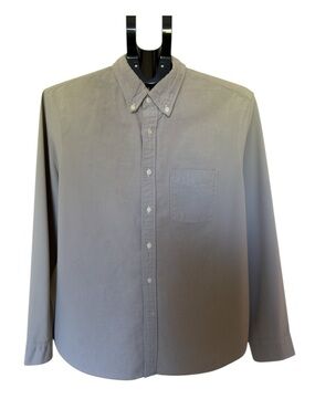 Uniqlo Men's Oxford Slim Shirt Gray Long Sleeve Button Down Size M